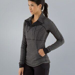 Lululemon Base Runner 1/2 Zip (black & dark grey herringbone)